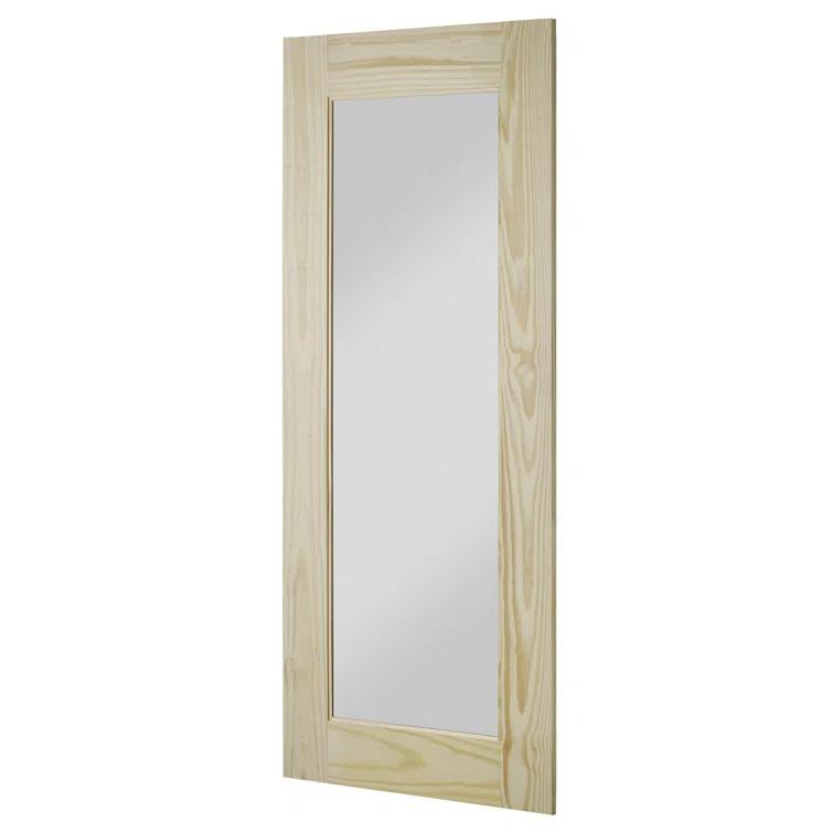 Renin Reflex 84'' Solid Wood Mirrored Unfinished without Installation Hardware Kit Barn Door