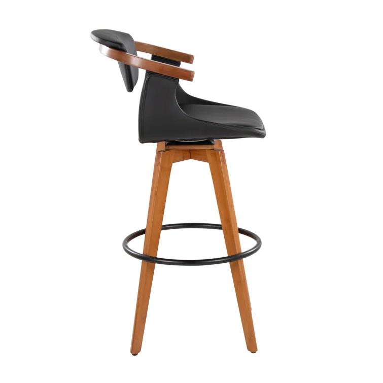 Mistana™ Dirksen Swivel Upholstered Counter Stool with Solid Wood Frame
