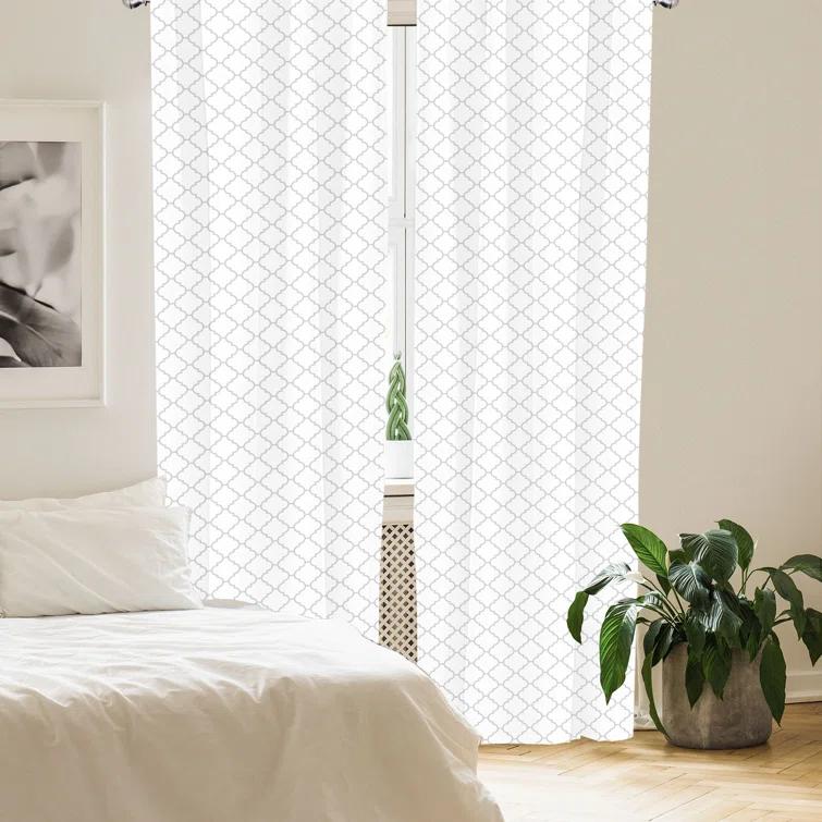 Ambesonne Microfiber Geometric Semi-Sheer Rod Pocket Curtain Panel (Set of 2)