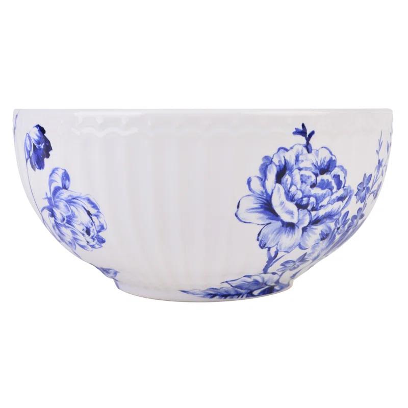 222 Fifth 222 Fifth Cassian Embossed Toile Blue Porcelain Dinnerware Set - Service For 4 (Set of 12)