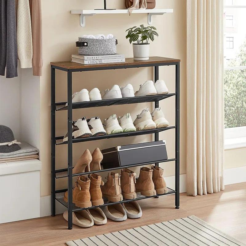17 Stories Shoe Rack for Entryway, 5 Tier Shoe Storage Shelves, 16-20 Pairs Shoe Organizer, with Steel Frame