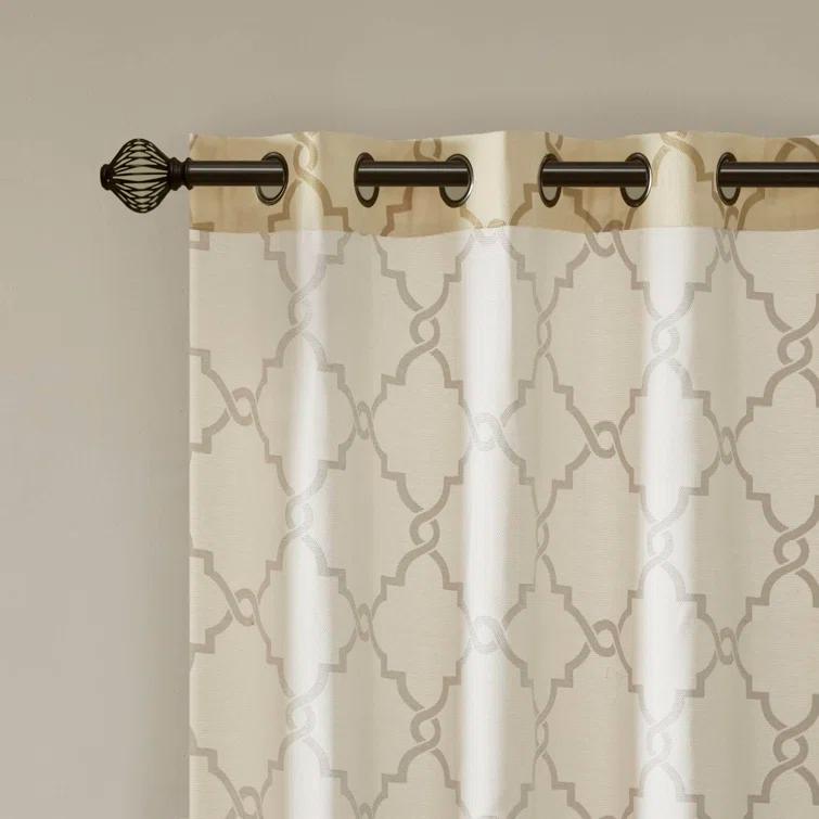 Madison Park Fretwork Print Grommet Top Single Window Curtain Panel
