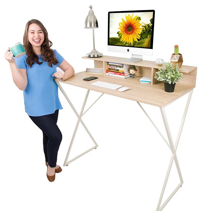 Stand Steady Solid Wood Top Metal Base Standing Desk