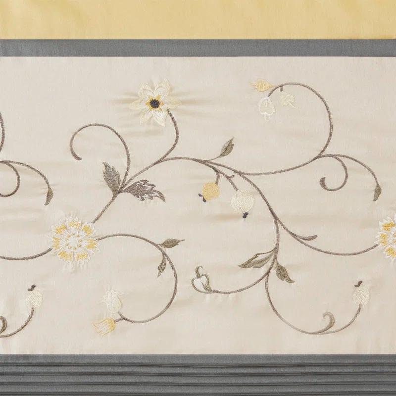 Madison Park Serene Floral Embroidered 50'' W Single Window Valance