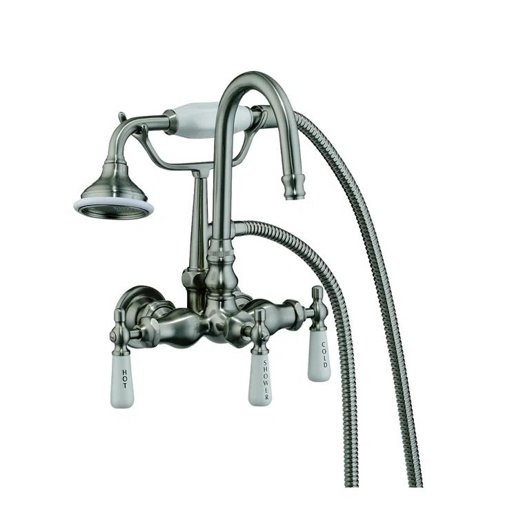 Barclay Triple Handle Tub-Wall Mounted Clawfoot Tub Faucet 4022-PL-CP