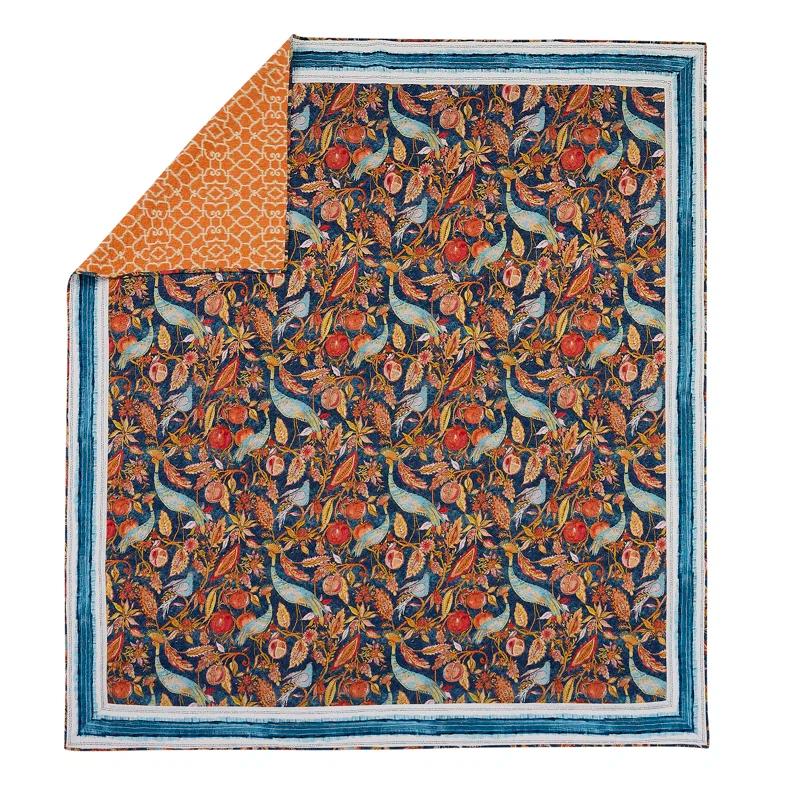 Dena Home Peacock Garden Cotton Reversible 3 Piece Quilt Set