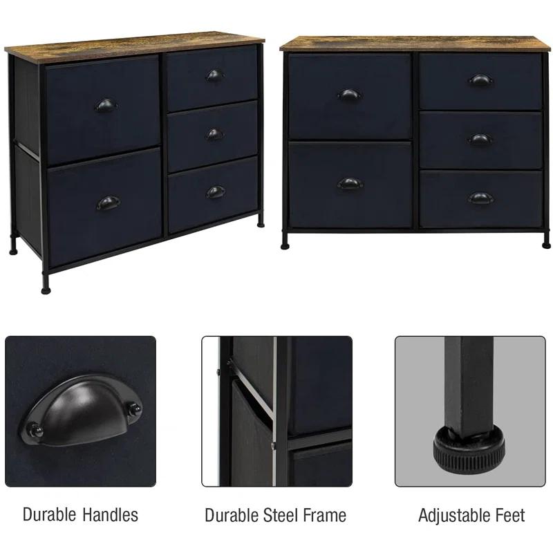 Sorbus Sorbus 5 Drawers Dresser with Steel Frame and Wood Top