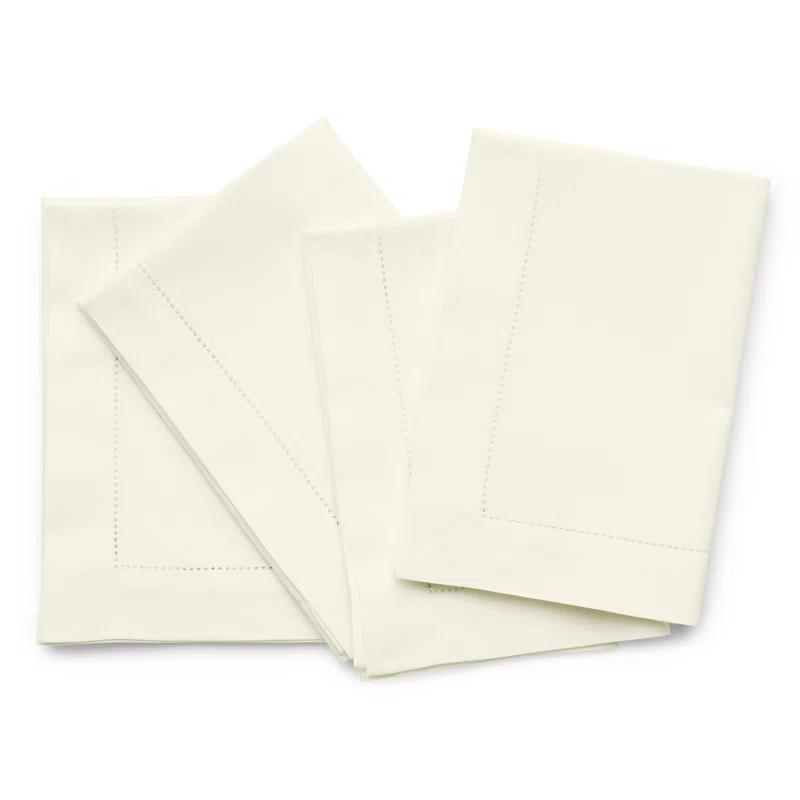 Solino Home Cotton Linen Hemstitch Dinner Napkins (Set of 4)