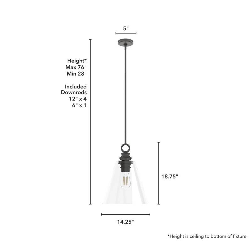 Klein 1 Light Glass Cone Pendant