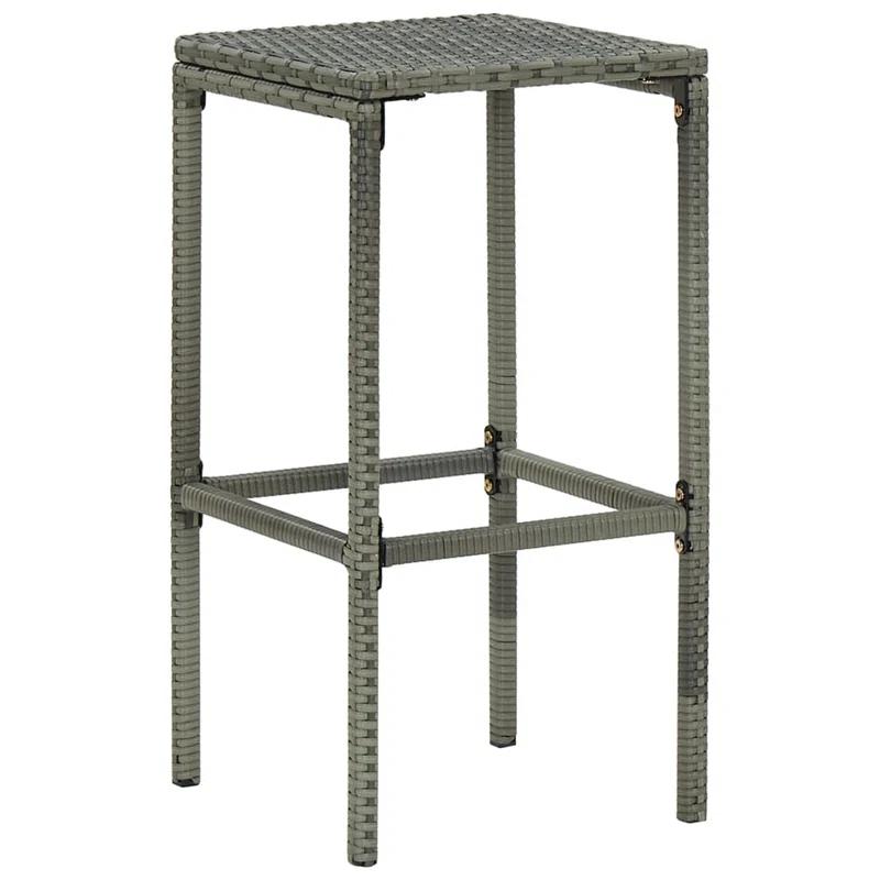Benjara Outdoor Barstool Set Of 2 With Cushions, Gray Poly Rattan And Steel (Set of 2)