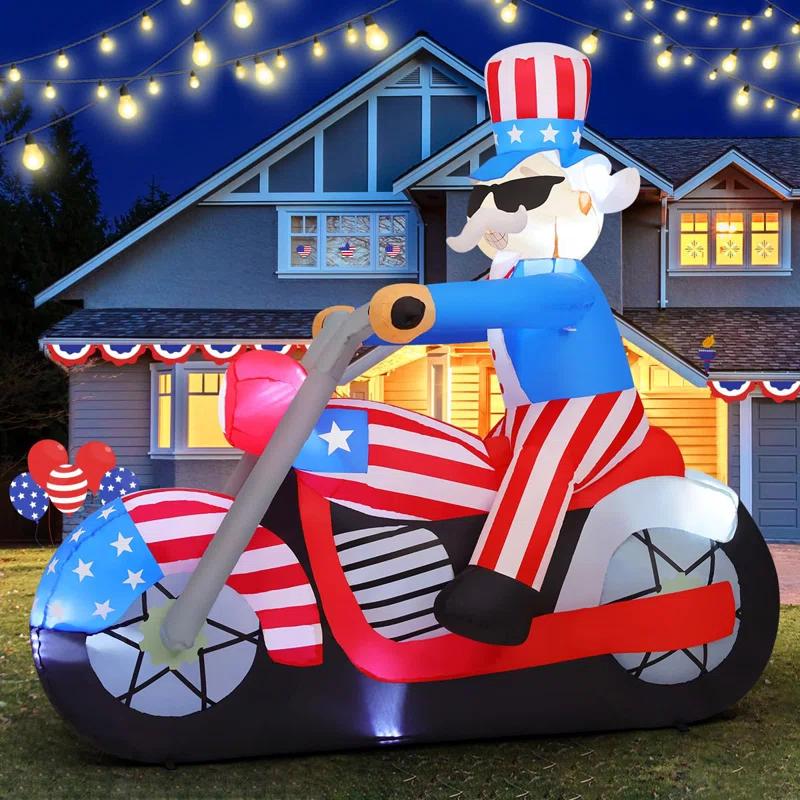 GOOSH Independence Day Inflatable 5.9 FT 4th of July Inflatables Uncle Sam Decor with LED Lights