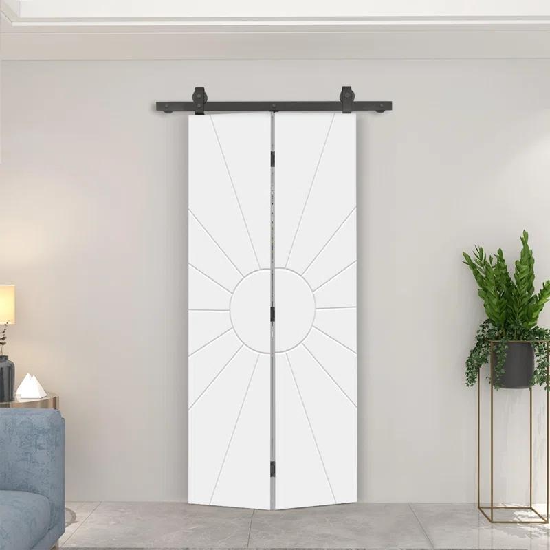 Calhome Modern Bi-Fold Barn Door with Sliding Hardware Kit