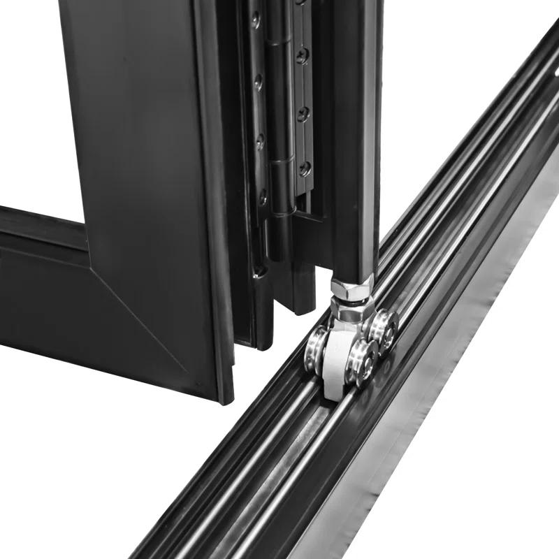 KaMic KaMic 96" inch - 3 Panels Glass Aluminum Folding Door In Black