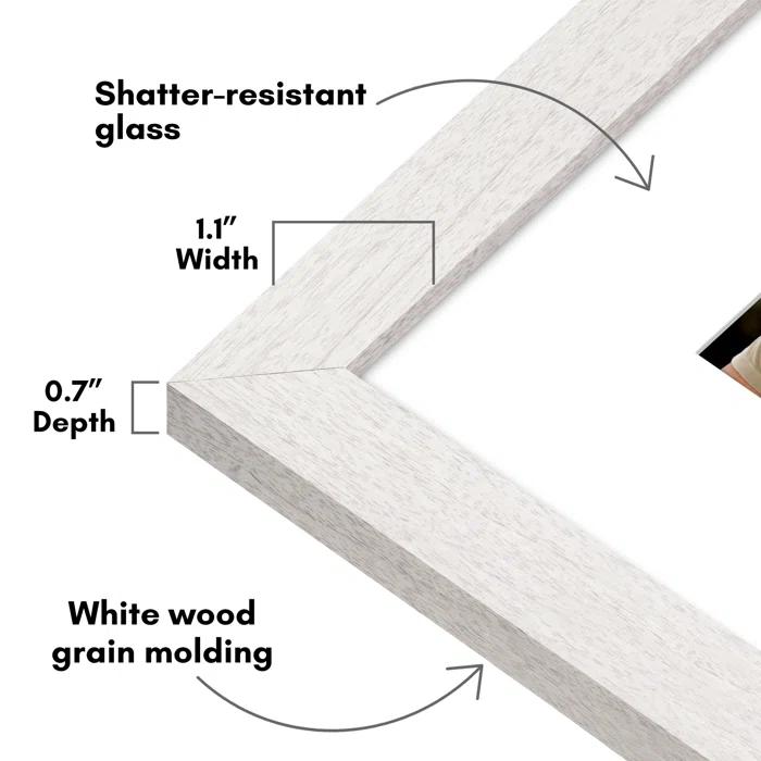 Americanflat Americanflat Picture Frame - Frame with Mat - Wide Molding - Shatter-Resistant Glass