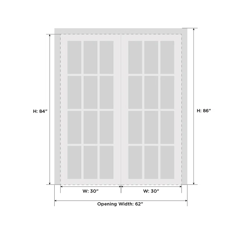 SARTODOORS Solid French Double Doors | Lucia 2166 Matte Black Clear Glass | Wood Solid Panel Frame Trims | Closet Bedroom