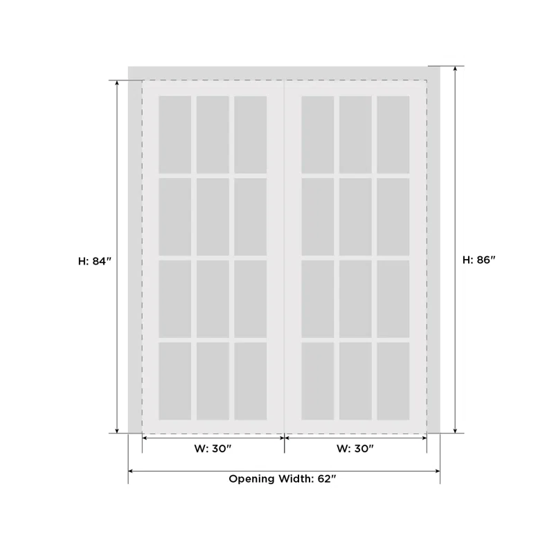 SARTODOORS Felicia Clear Glass French White Doors with Installation Hardware Kit