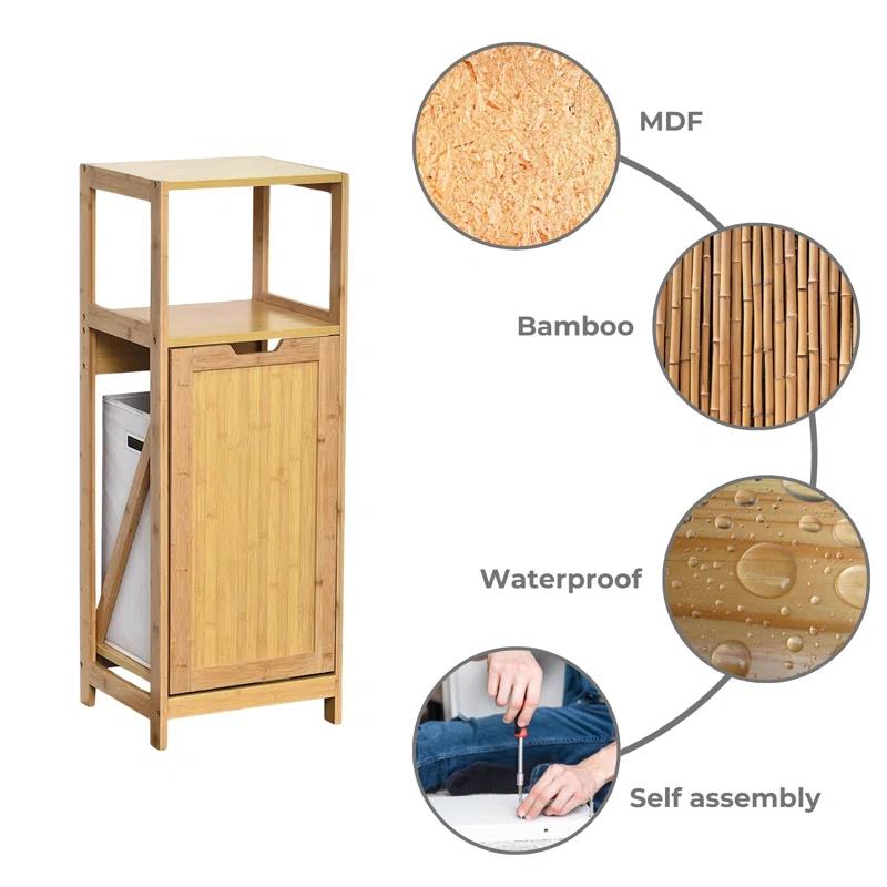 Evideco Miami Tilt-Out Cabinet Laundry Hamper with Basket and Shelves