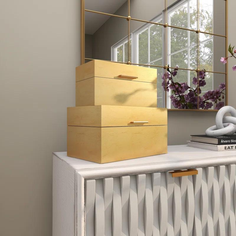 CosmoLiving by Cosmopolitan Wooden Decorative Box with Textured Foiled Exterior Set