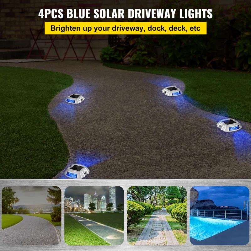 Solar Dock Lights Low Voltage Solar Powered Integrated LED Metal Pathway Light Pack (Set of 4)