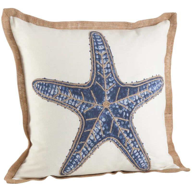 Saro Neptunian Collection Embroidered Cotton Throw Pillow