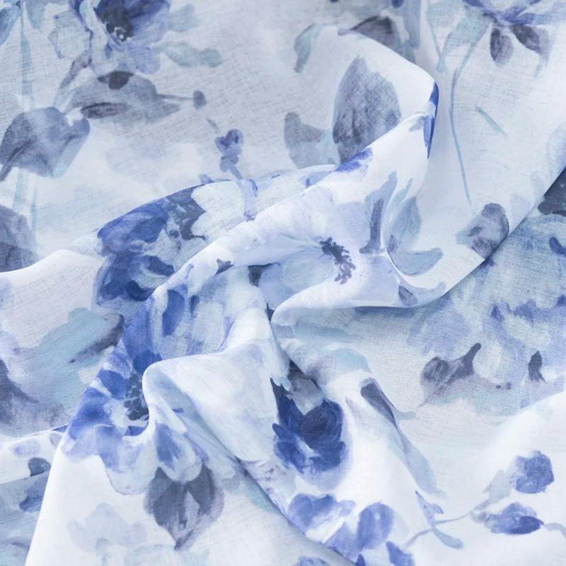 Ophelia & Co. Bremen Elegant Water-Color Floral Semi-Sheer Single Curtain Panel
