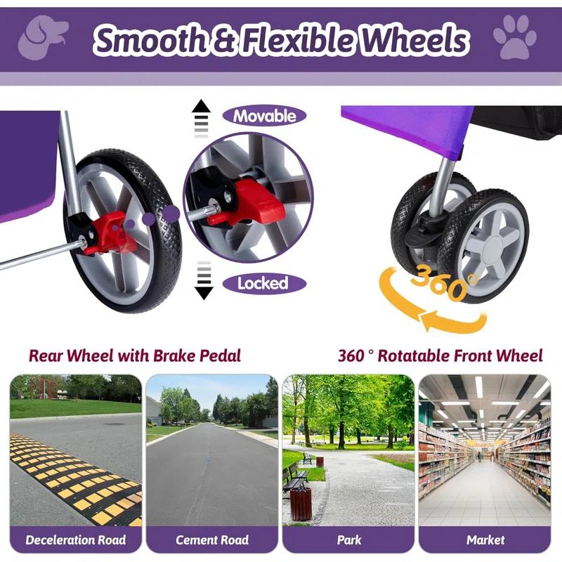 G & R PLUMBING ENTERPRISES, INC. Pet Stroller, 4 Wheels Pet Strolling Cart for Medium/Small Dogs and Cats, Foldable Cat Jogger