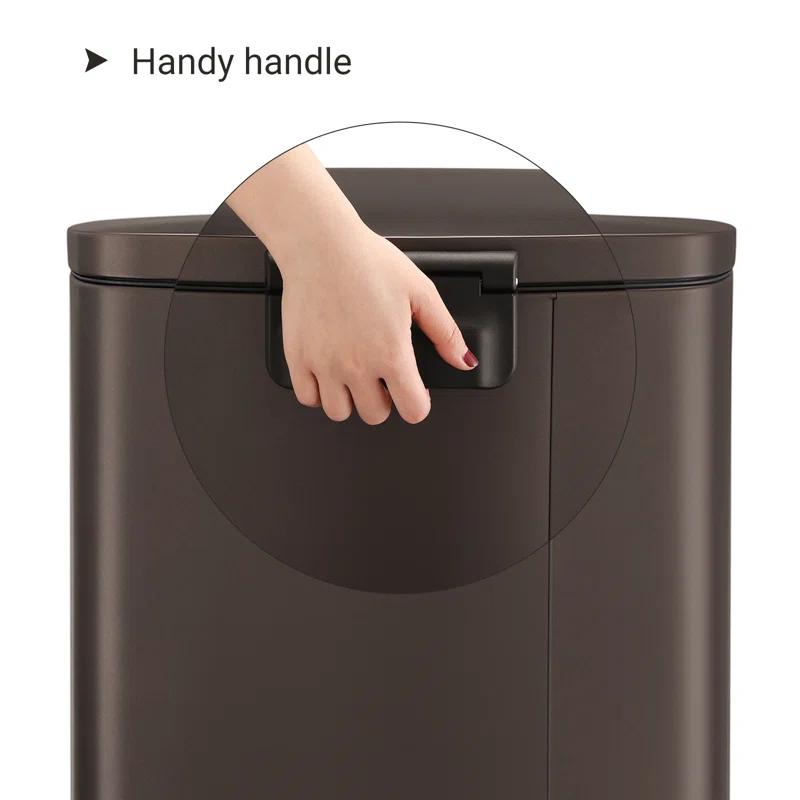 Songmics Stainless Steel Step On Fingerprint-resistant Trash Can with Back Handle
