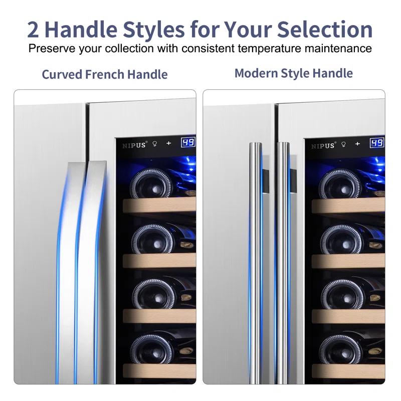 24 Inch Dual Zone 18 Bottle and 57 Can Wine & Beverage Refrigerator Built-in/Freestanding Cooler for Beer Wine Drink with Built-In Light Classic Series