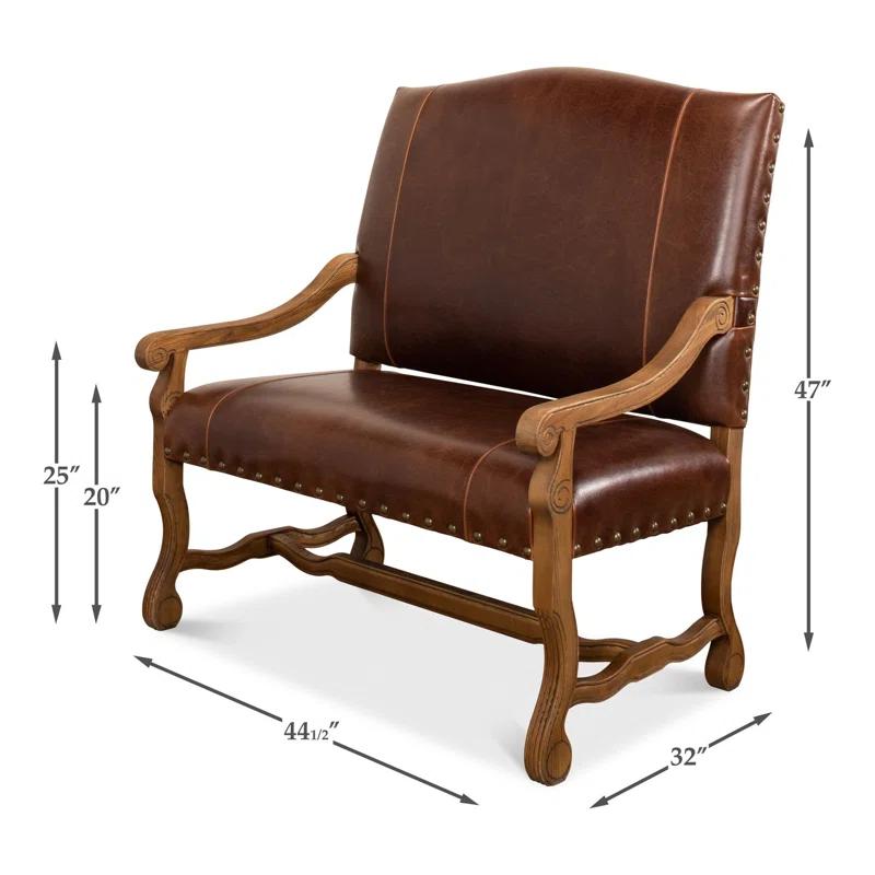 Sarreid Ltd Italian 44.5'' Leather Settee