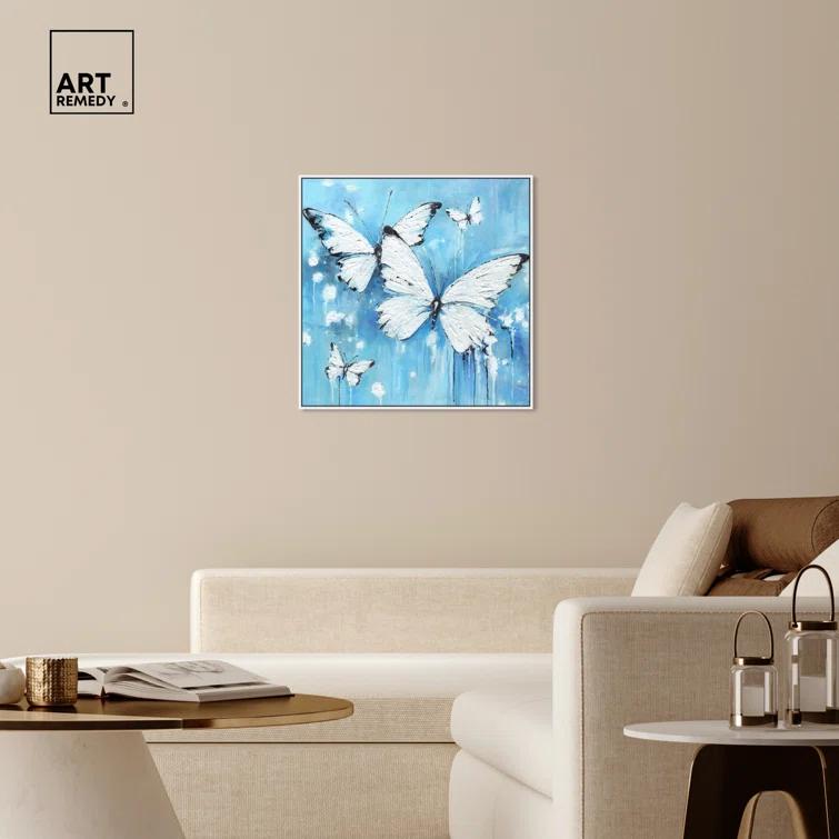 Art Remedy Art Remedy Textured Blue Butterflies Framed Butterfly 56175