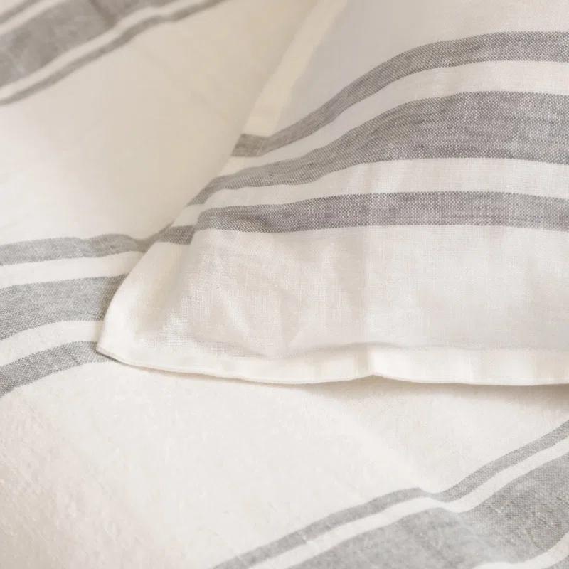 Jackson Linen Duvet by Pom Pom at Home - Cream and Gray / Queen
