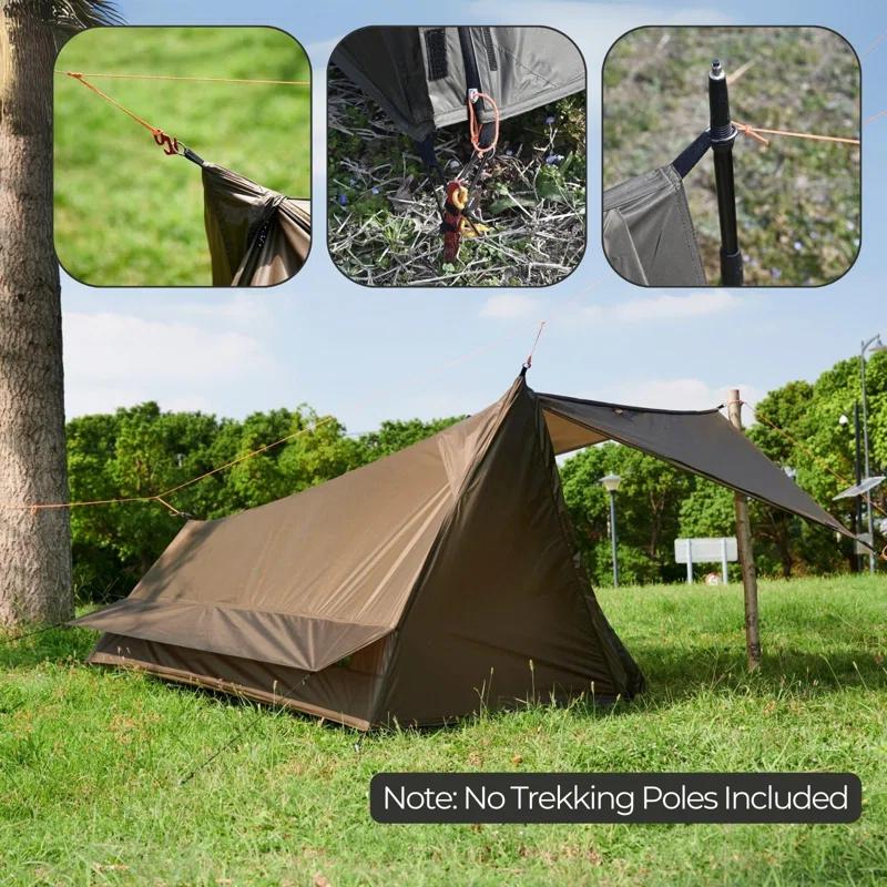 LIFETIME FLOORING LLC Backpacking Tent For Single Person, 3 Season Ultralight Tent Waterproof Silnylom Bushcraft Tent Shelter Lightweight 1 Person Tent For Camping Backpacking Hiking, NO Trekking Pole