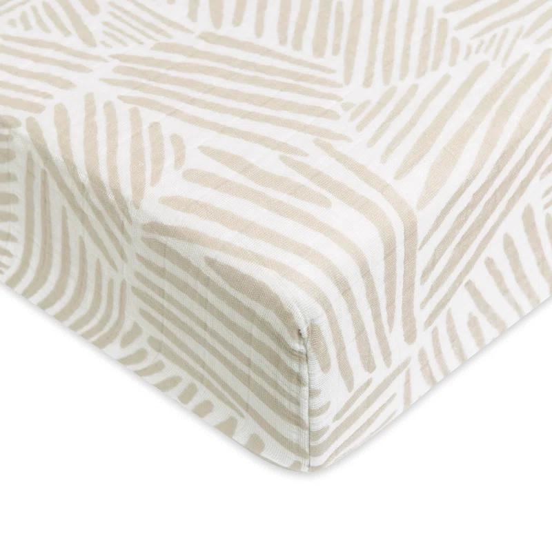 Oat Stripe Crib Sheet In Muslin Cotton
