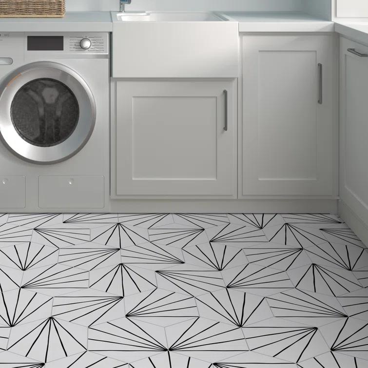 Sunwings 8" x 9" x 4mm Peel & Stick Floor Tile Hexagon Vinyl Flooring