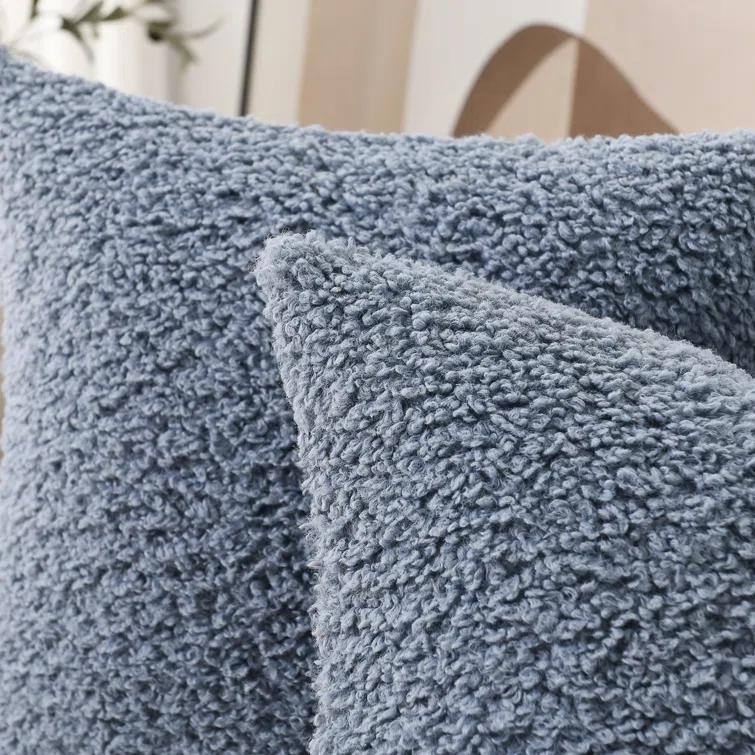 NordECO HOME Faux Fur Throw Pillow Covers Soft Teddy Polyester Square Throw Pillow Cover (Set of 2)