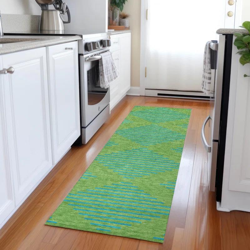 Machine Washable Indoor/Outdoor Chayden ACN1017 Green Rug