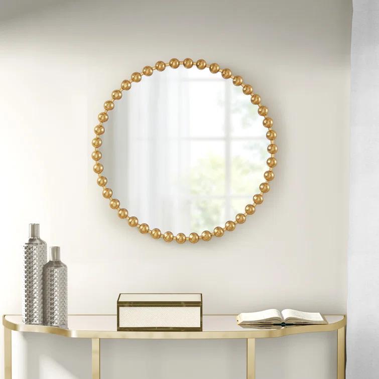 Marlowe Beaded Round Metal Wall Mirror