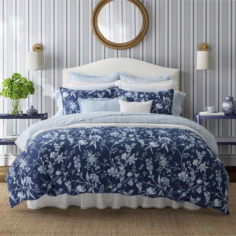 Laura Ashley Laura Ashley Branch Toile Cotton Blue Duvet Cover Bonus Set