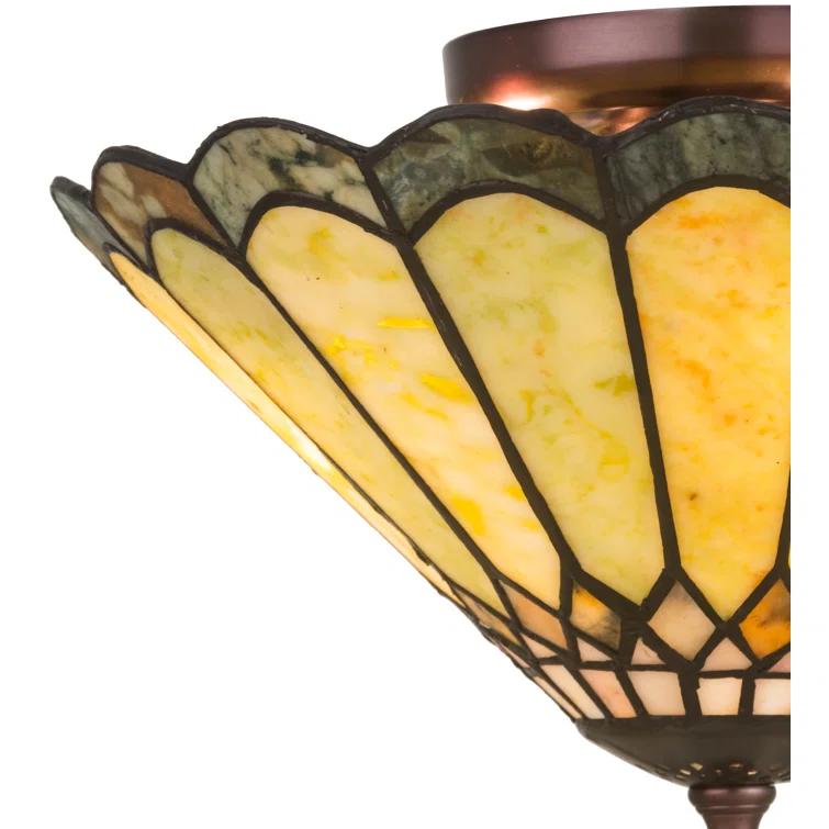 Meyda Tiffany 71007 Carousel 3 Light 12" Wide Semi-Flush Ceiling Fixture - MultiColor