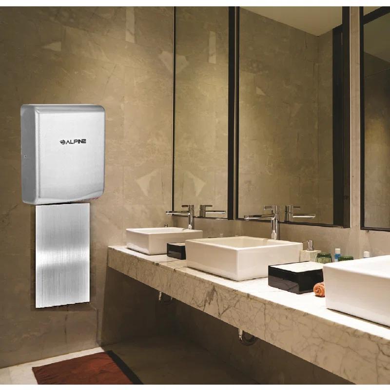 Alpine Industries Willow Commercial Stainless Steel High Speed Automatic Electric Hand Dryer with Wall Guard