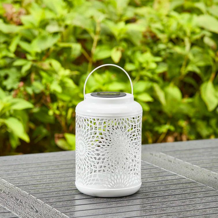 Winston Porter 8.75"H Metal Cutout Solar Powered Outdoor Hanging Lantern