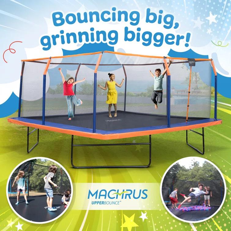 Upper Bounce Machrus Upper Bounce 12 x 12 FT Square Trampoline Set with Premium Top-Ring Enclosure and Safety Pad