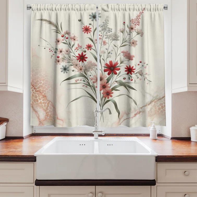 Ambesonne 55'' W Kitchen Curtain (Set of 2)