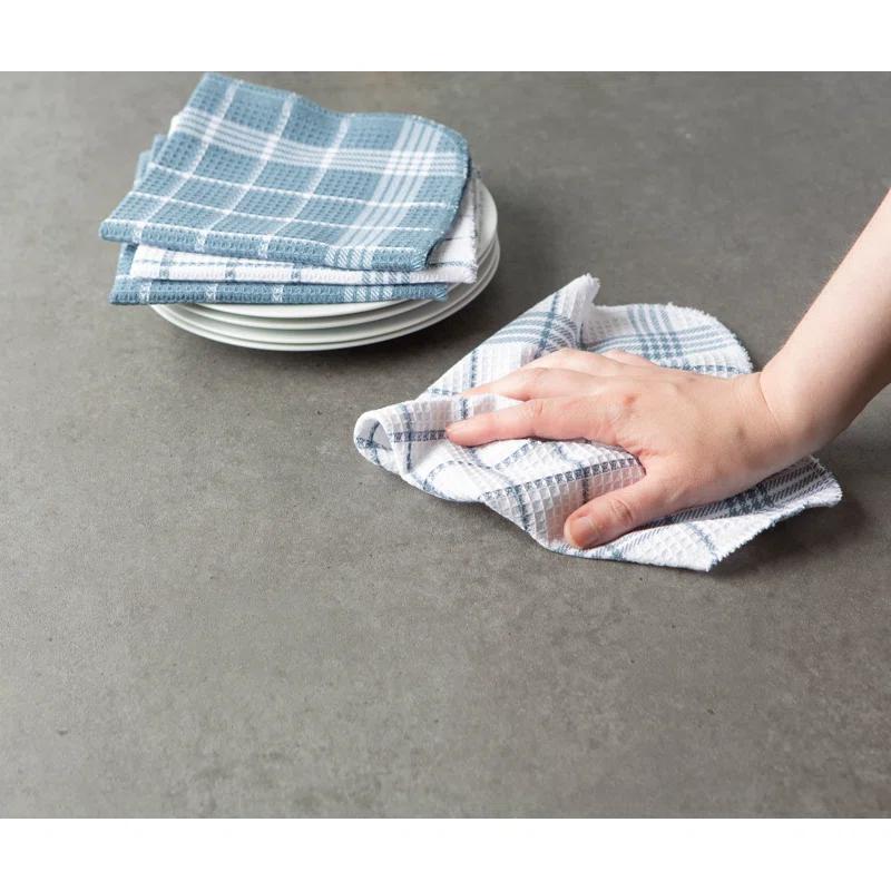 Design Imports Waffle Weave Cotton Plaid Waffle Dish Cloth Kitchen Towel (Set of 12)