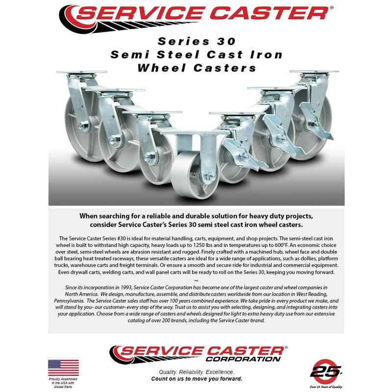 Service Caster Semi Steel Wheel Swivel Caster with Roller Bearing