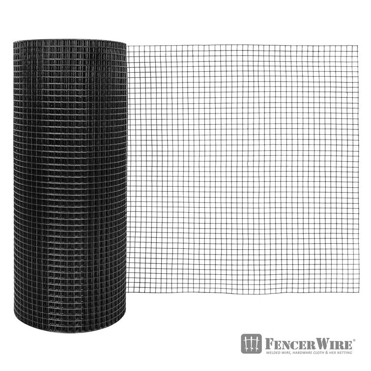 Fencer Wire Fencer Wire 19 Gauge Black Vinyl Coated Hardware Cloth, Welded Wire Fence Rolls, Mesh 1/2" X 1/2"
