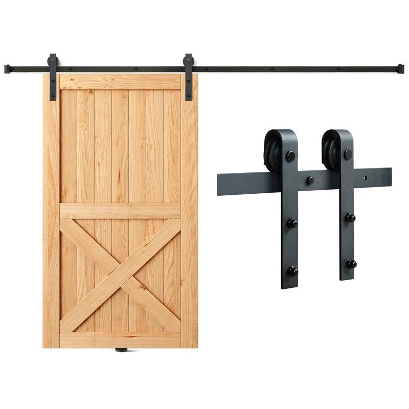 Black Steel Single Door Barn Door Hardware Kit Standard Single