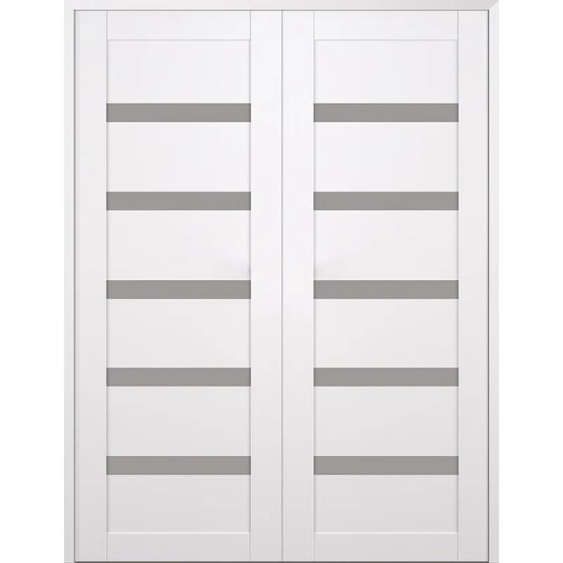 Belldinni Leora Snow White Solid Manufactured Wood and Glass Paneled Smooth Texture Prefinished French Door