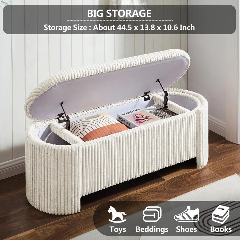 Latitude Run® Nikoma Corduroy Upholstered Storage Bench