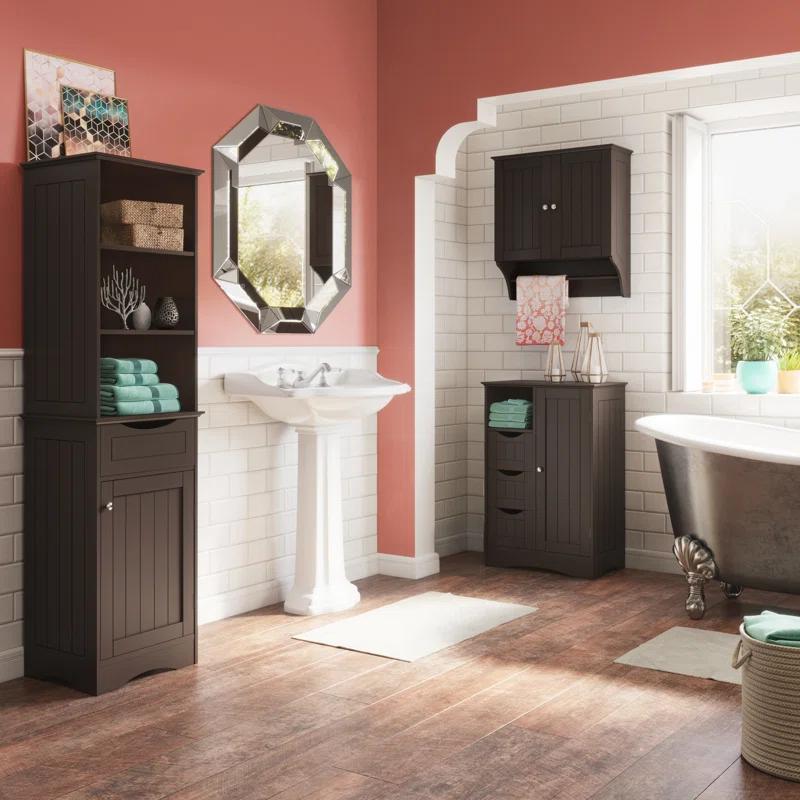 RiverRidge Home RiverRidge Ashland Tall Bathroom Storage Linen Cabinet and Organizer with Drawer and Shelves
